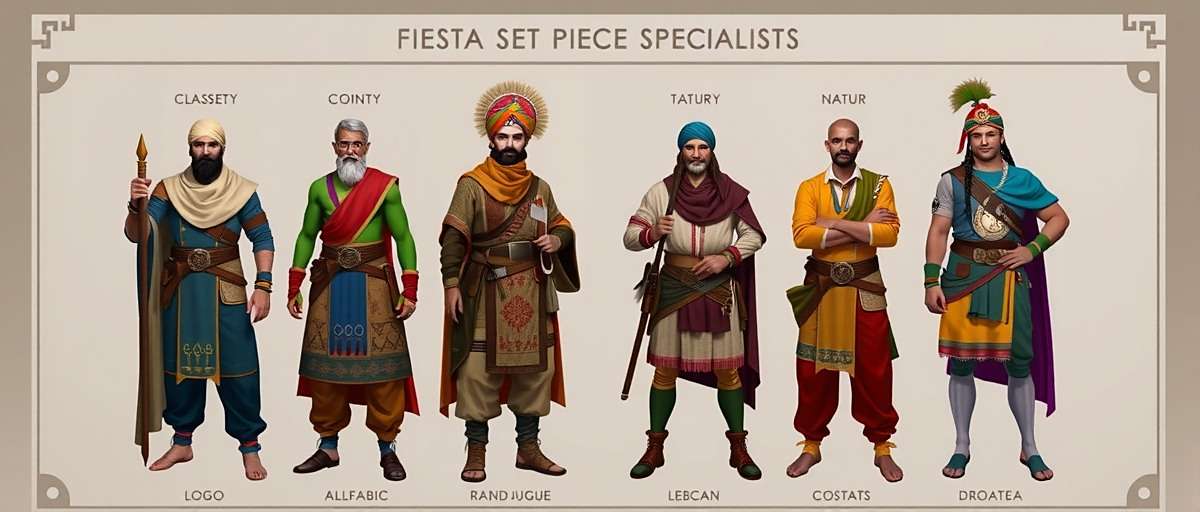 Fiesta Set Piece Specialists Specialist Classes Fiesta Set Piece Specialists character selection screen showing various Specialist Classes in traditional Indian attire