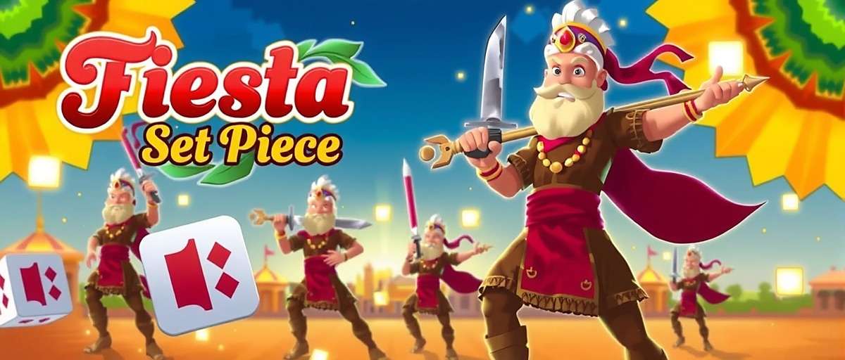 Fiesta Set Piece Specialists Official Cover Art Fiesta Set Piece Specialists game cover featuring vibrant Indian festival celebrations with strategic battle elements